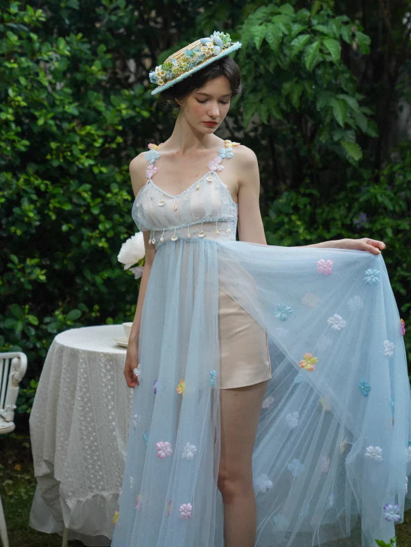 Blooming Petal Fairy Blue Tulle Dress