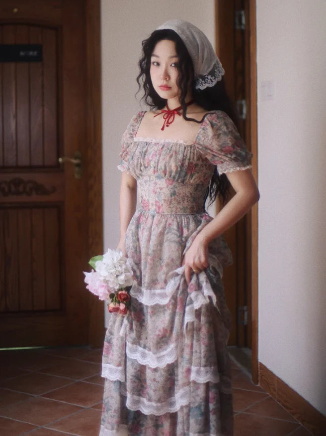 Antique Rose Lace Corset Dress