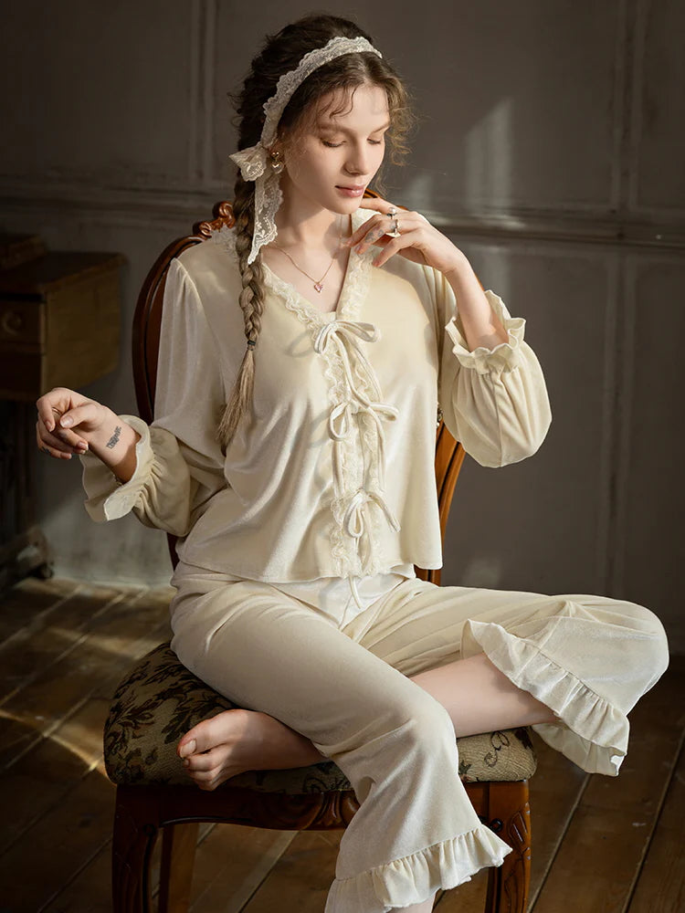 White Velvet Ribbon Pajama