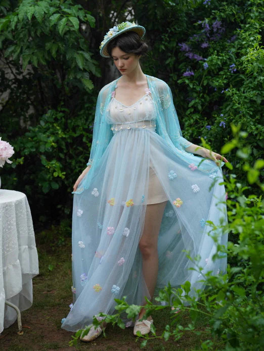 Blooming Petal Fairy Blue Tulle Dress