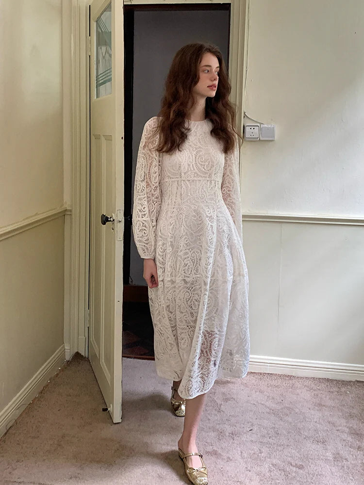 Vintage White Lace Elegance Dress