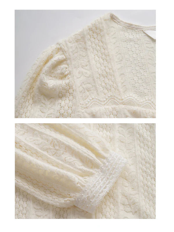 Romantic Pearl Button Knit Blouse