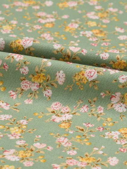 Green Floral Lace Trim Pajama Set