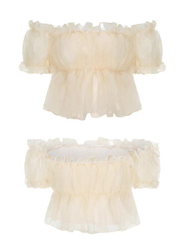 Whipped Cream Ruffle Sheer Top