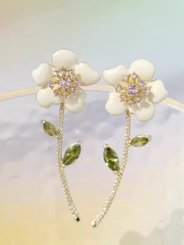 Drop Glaze Flower Earrings