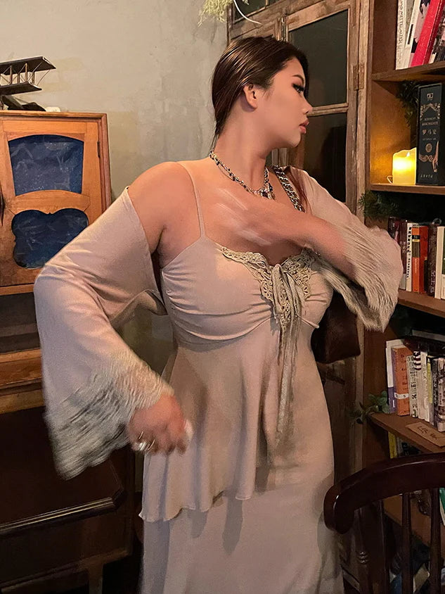 Curvy Fairytale Lace Trim Dress