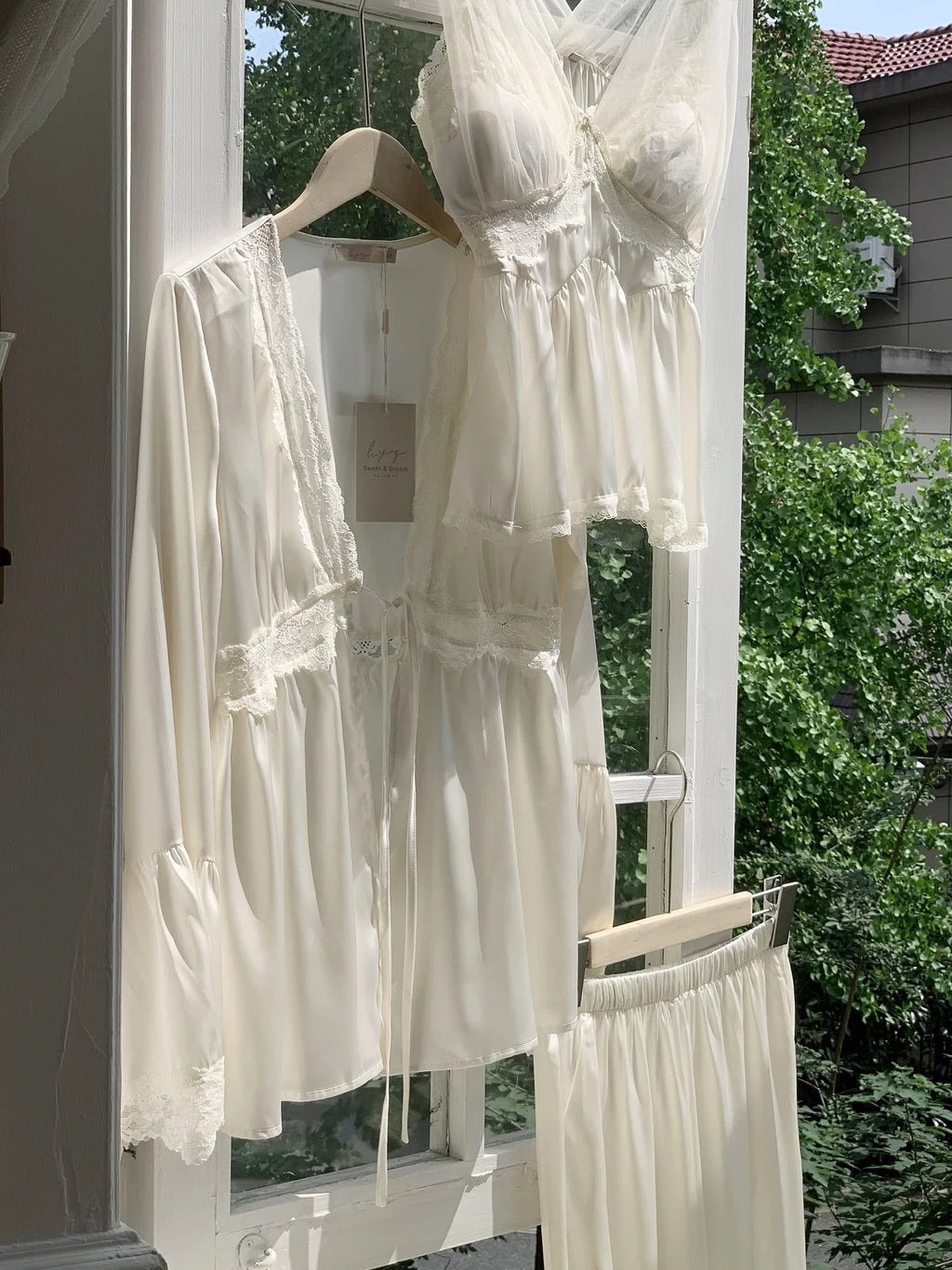 Ethereal Elegance Ivory Loungewear Set