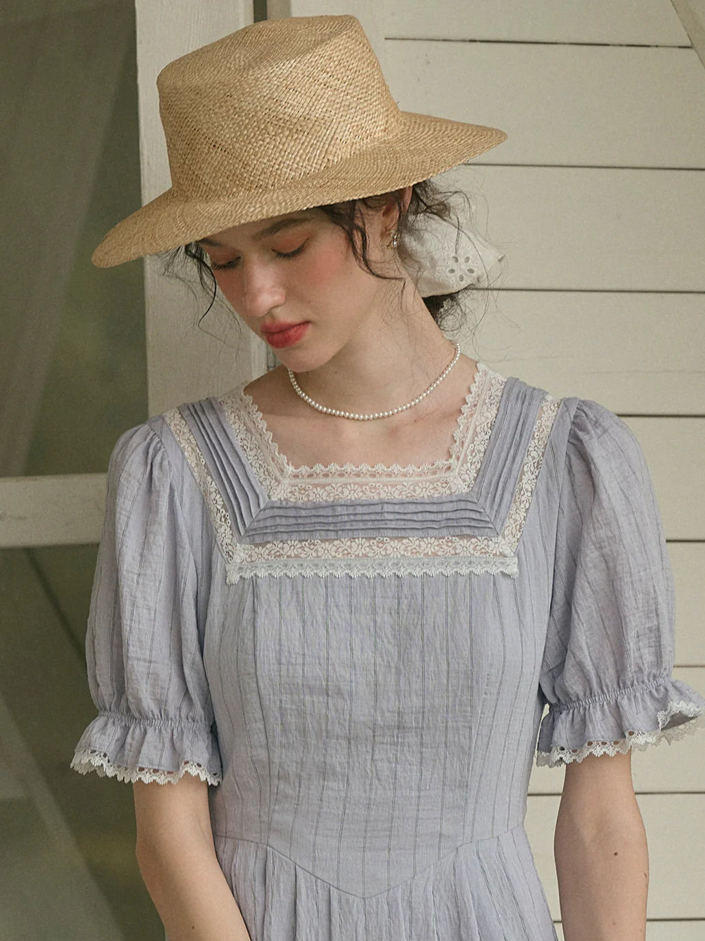 Sophia's Lace Whisper Blue Dress