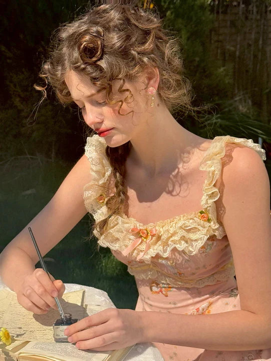 Whimsical Oil Painting Cottage Dress