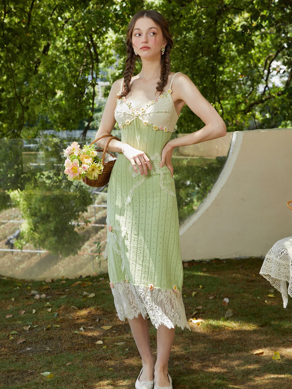 Garden Knit Crochet Dress and Cardigan