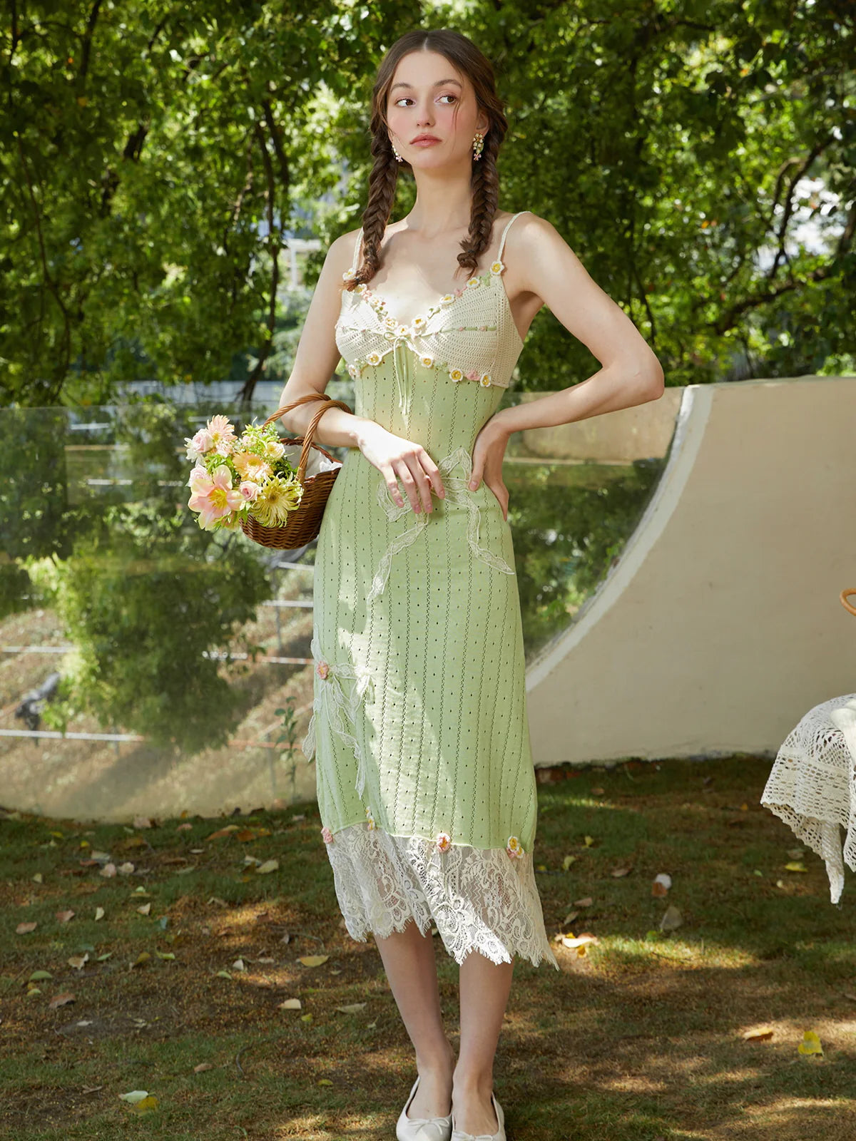 Garden Knit Crochet Dress and Cardigan