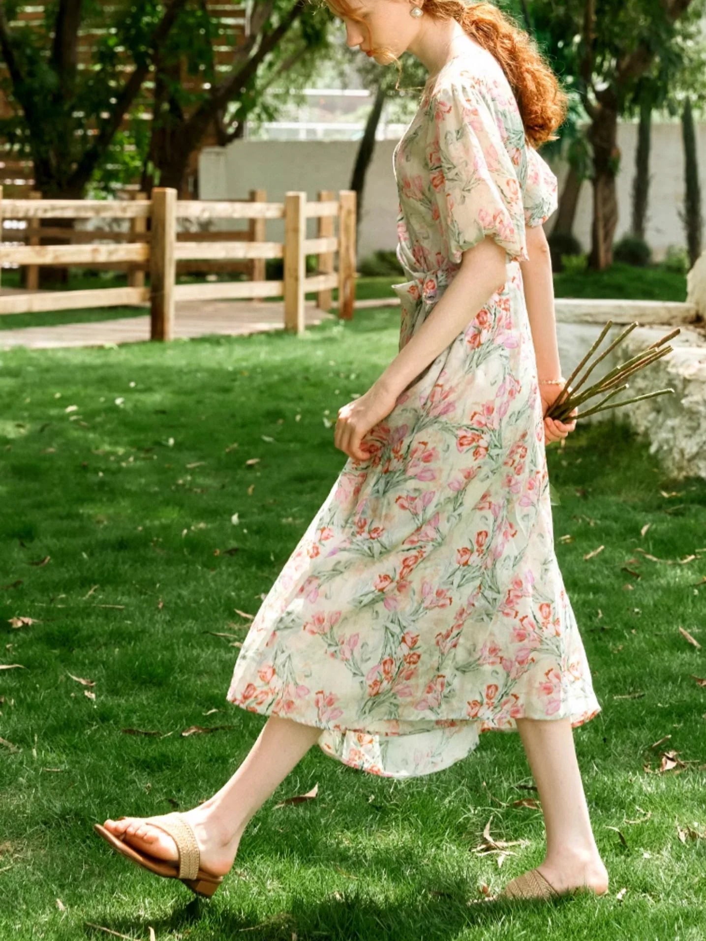Ethereal Floral Wrap Dress