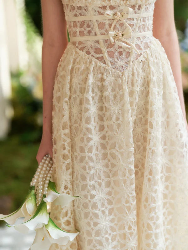 Cream Lace Garden Corset Dress