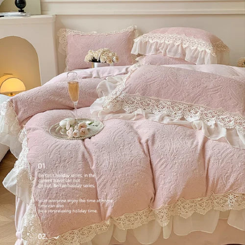 Pink Velvet Princess Douvet Cover Set