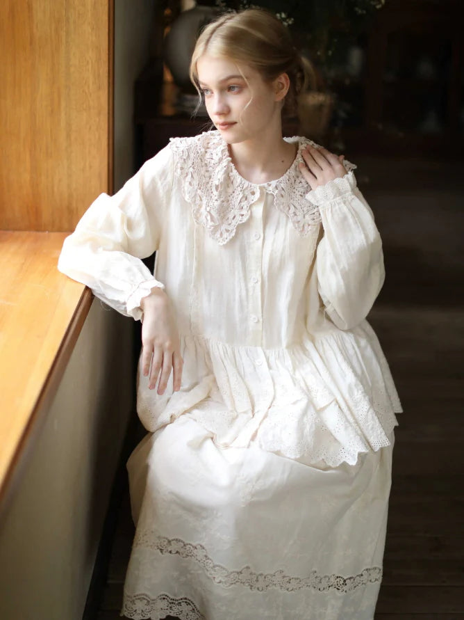 Lace Collar Peplum Blouse