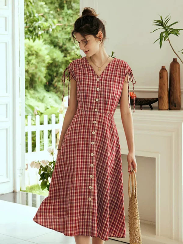Vintage Checkered Charm Dress