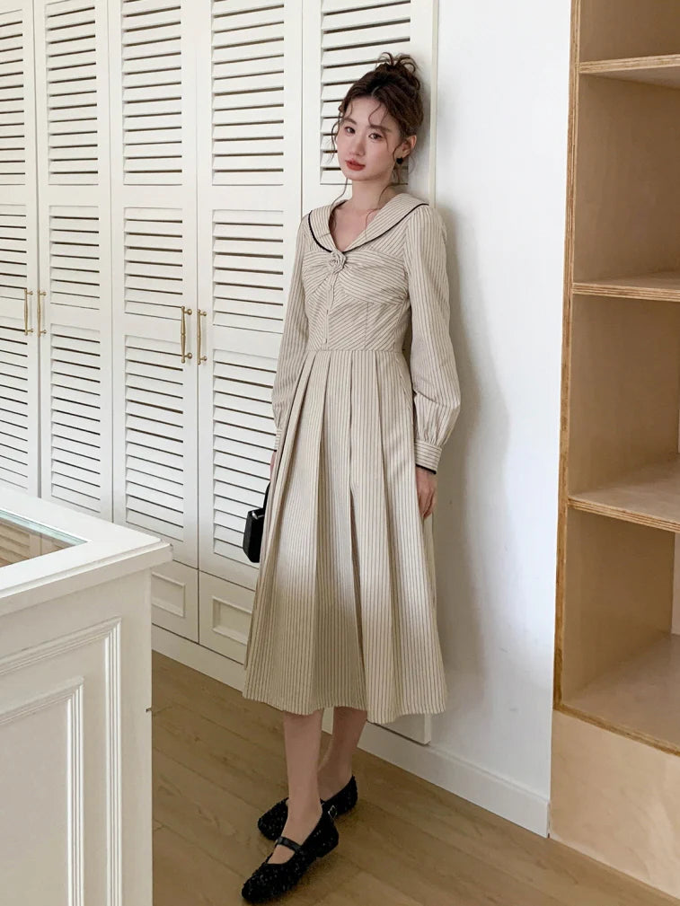 Striped Sailor Collar Dress