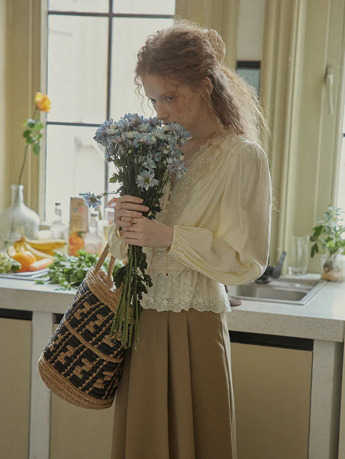 Ethereal Lace Embroidered Vintage Blouse