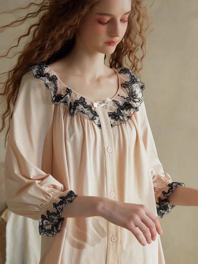 Elegant Lace-Trimmed Pajama Set