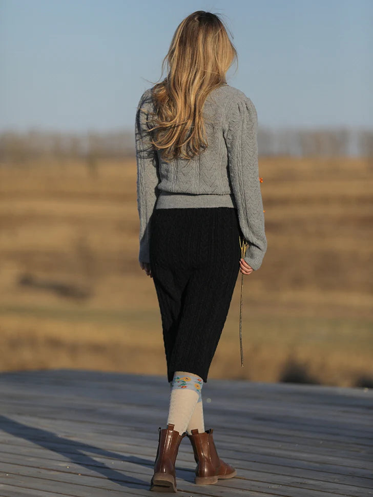 Soft Gray Floral Embroidered Sweater