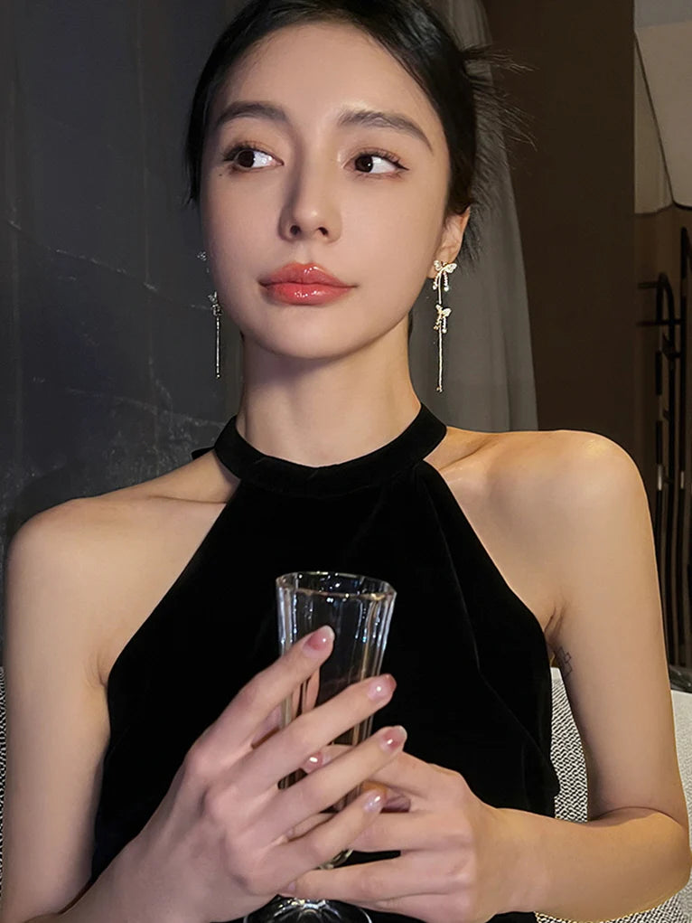 Double Butterflies Gold Earrings