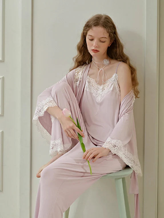 Lace Elegance 3-Piece Loungewear Set