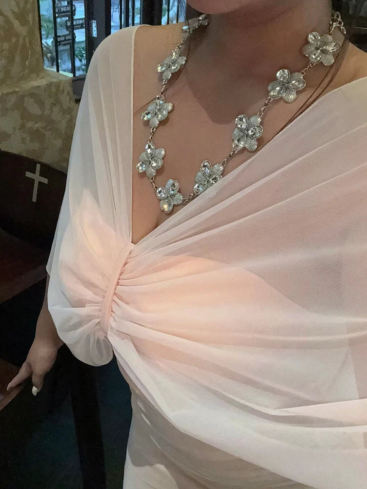 Fairy Veil Draped Mesh Dress