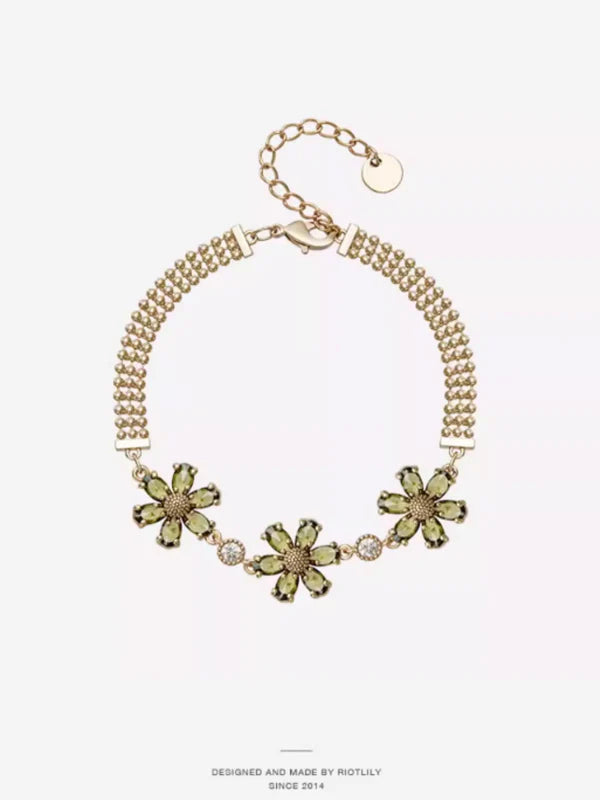 Olive Cubic Gold Beads Bracelet