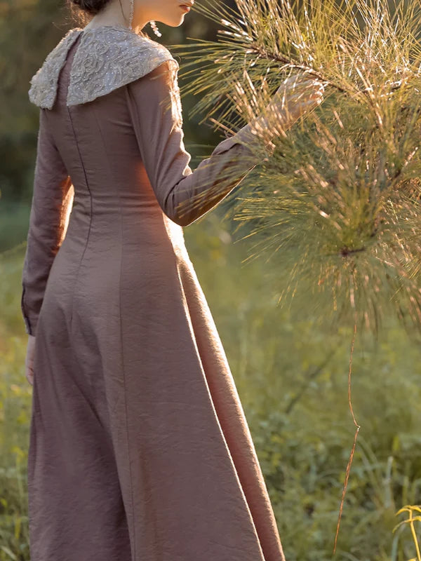 French Retro Rosy Twilight Dress