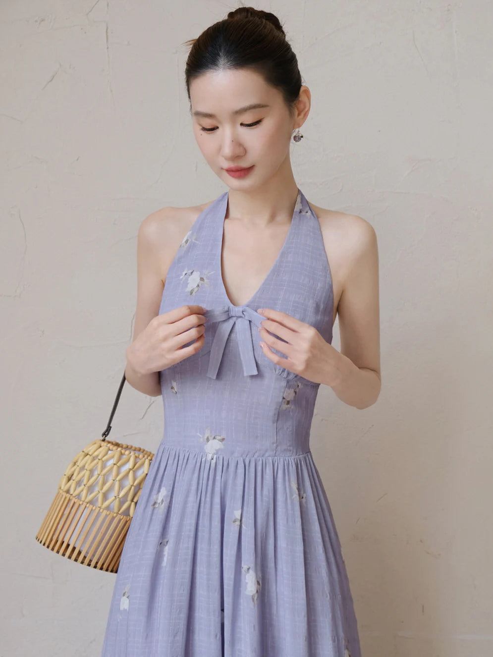 Lavender Bow Halter Dress