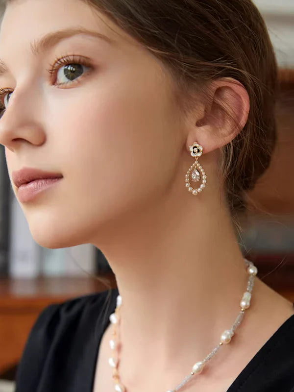 Camellia Rice Pearl Earrings
