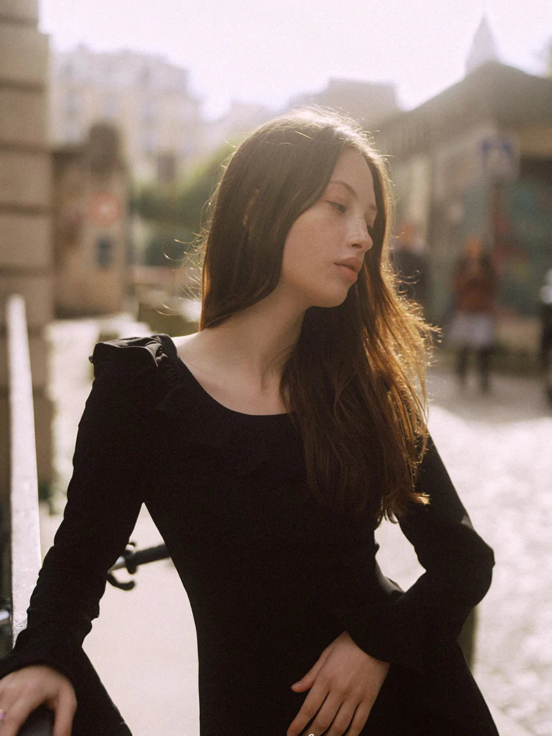 Midnight Ruffle Romance Dress