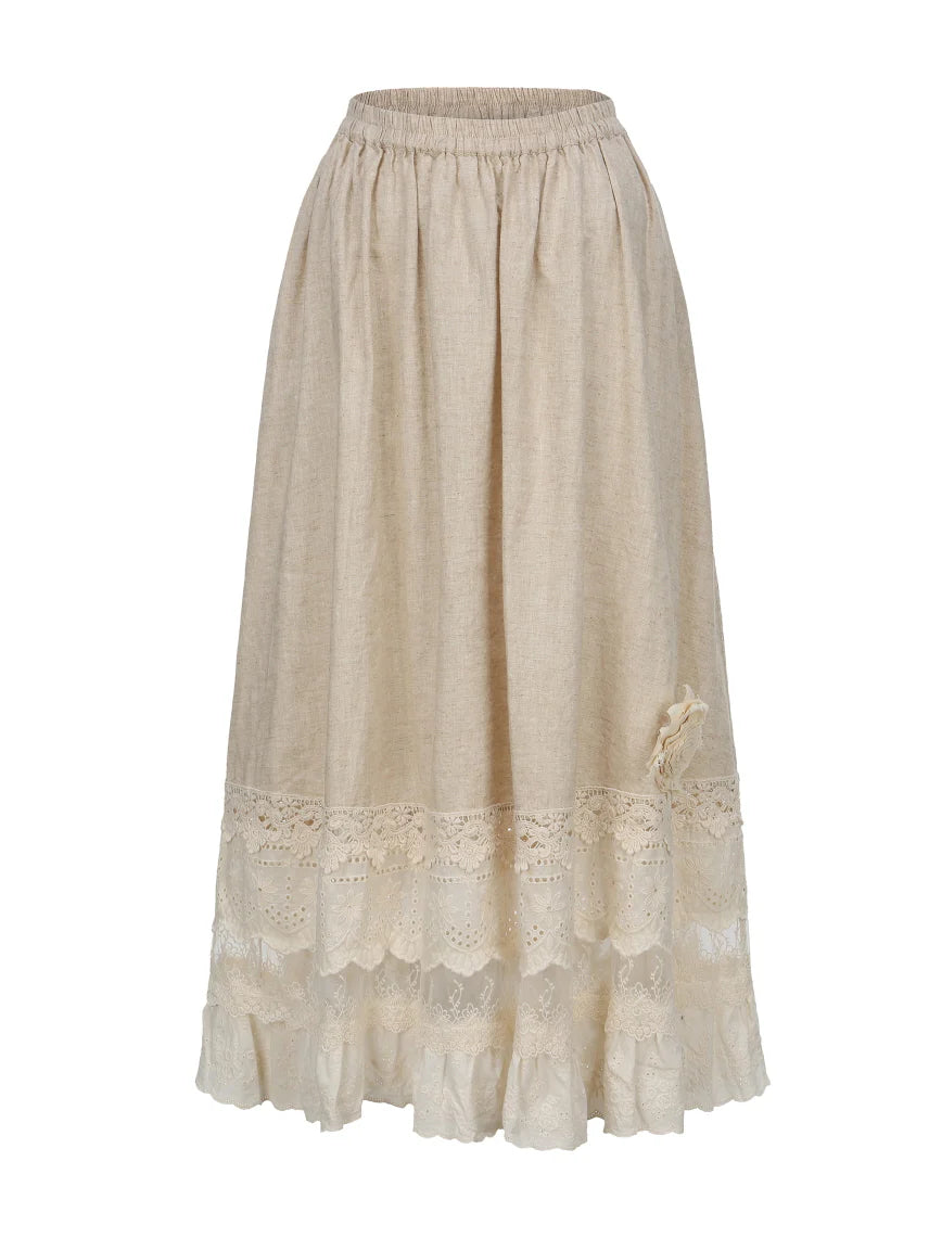 Linen Lace Garden Blouse and Skirt