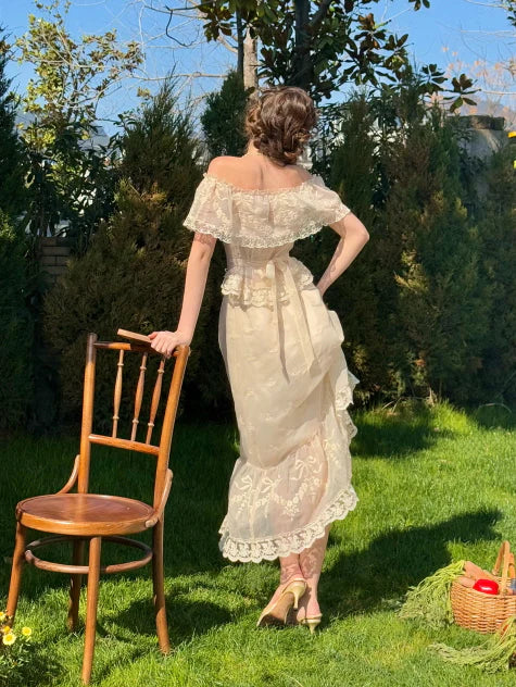 Buttercream Lace Corset Top & Skirt