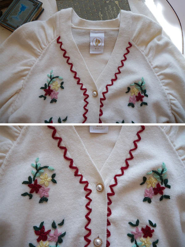 Vintage Floral Embroidered Cardigan