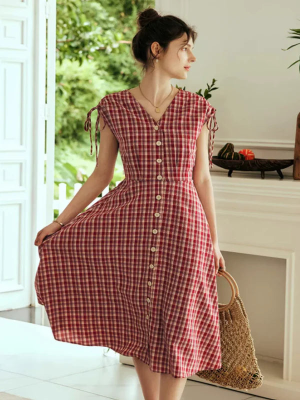 Vintage Checkered Charm Dress