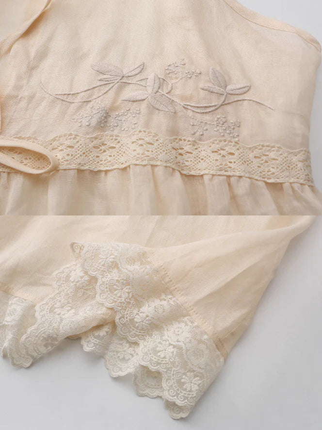 Cottage Bloom Embroidered Cotton Slip Dress
