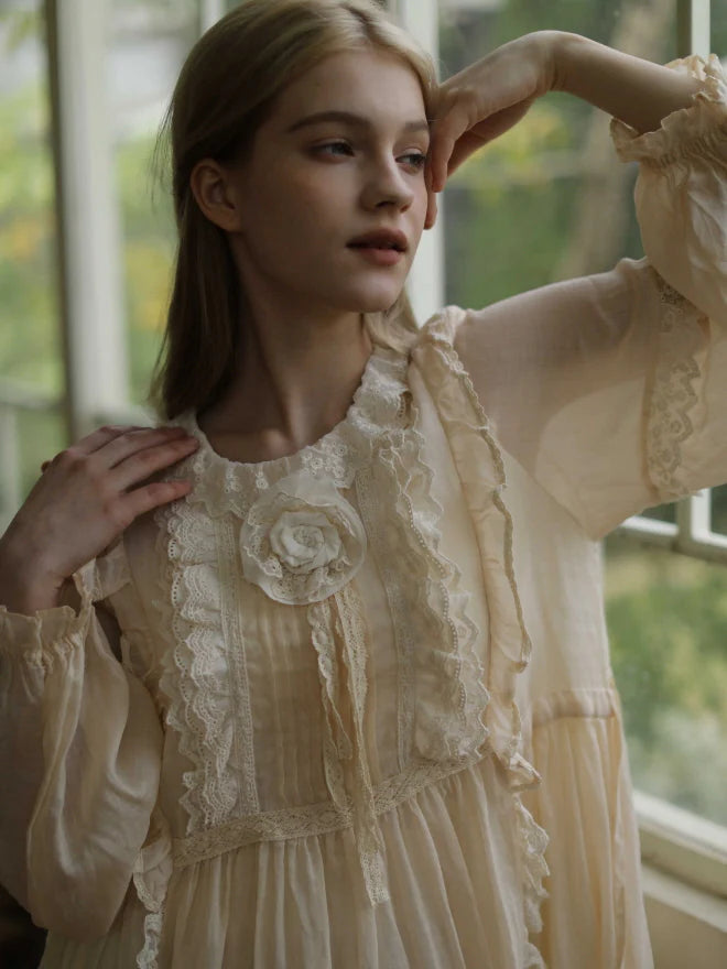 Forest Bloom Ramie Embroidered Dress