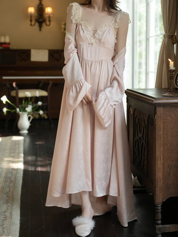 Blush Rose Garden Lace Nightgown Set