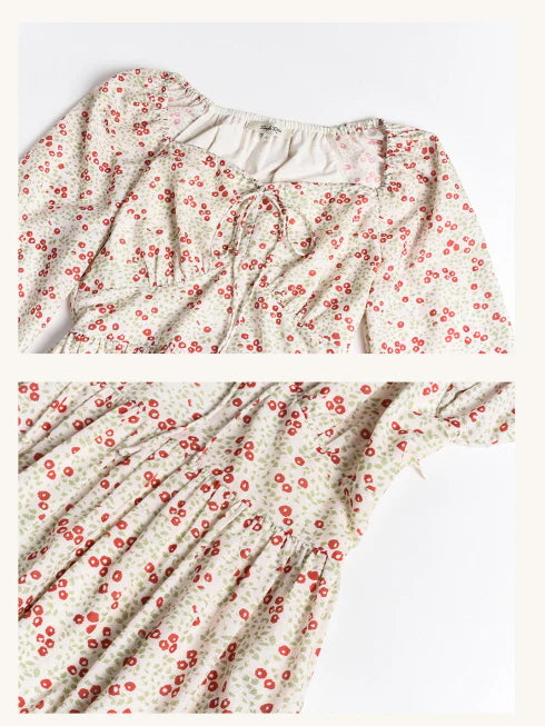 Spring Dream Floral Shirred Waist Dress