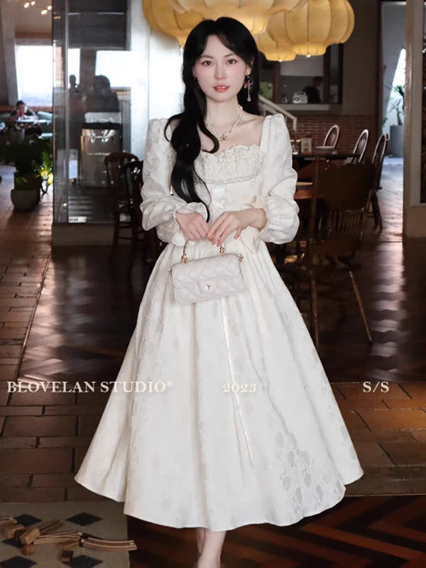 Elegant Lace Princess Ivory Dress