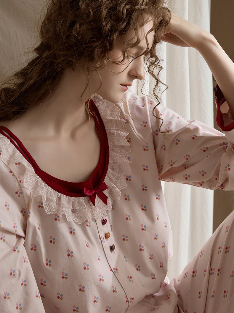 Cherry Blossom Ruffle Pajama Set