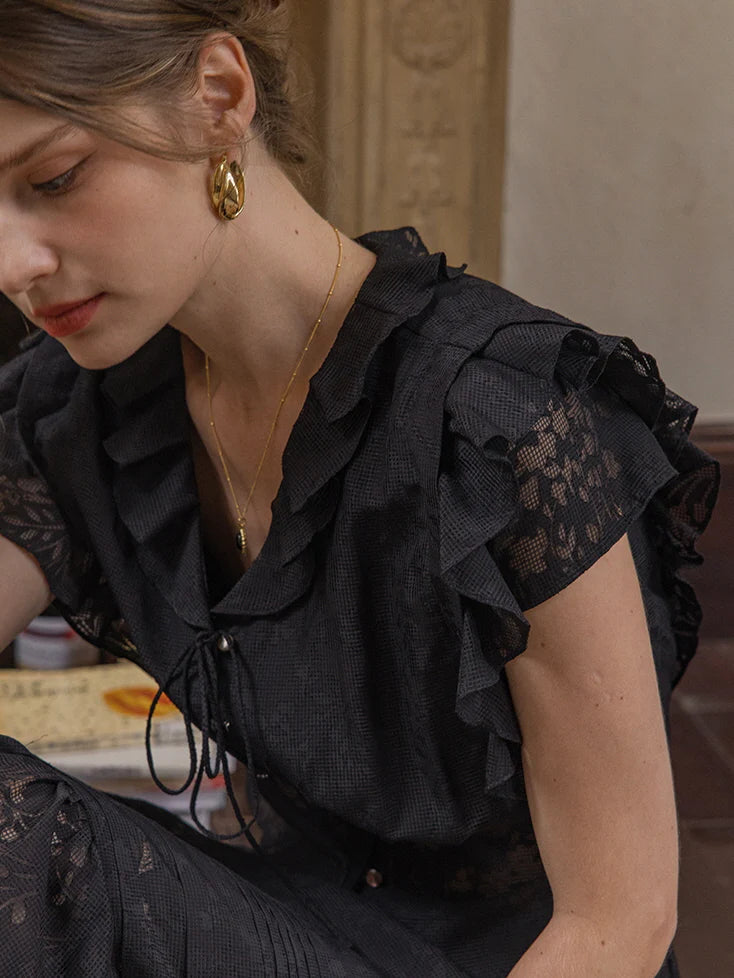 Lila's Midnight Bloom Blouse