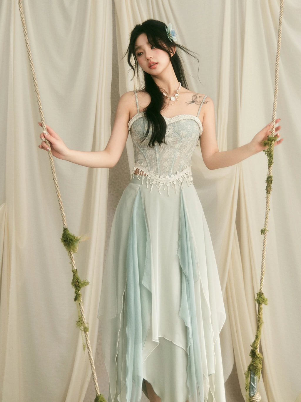 Ethereal Lace Corset & Dreamy Chiffon Skirt