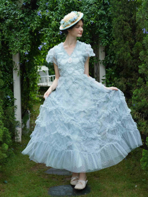 Light Blue Princess Ruffle Garden Dress