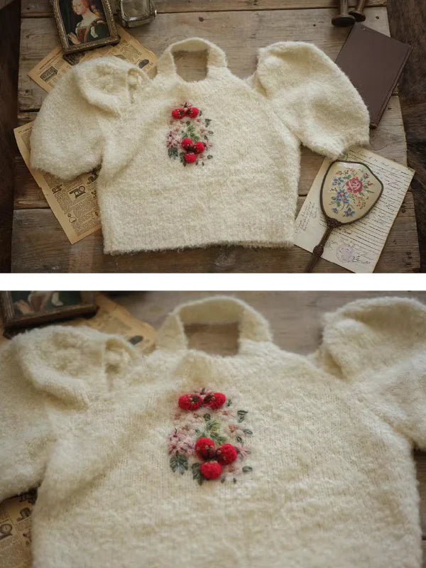 Hand-Embroidered Knit Top