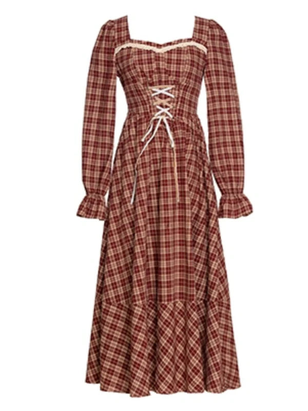 Vintage French Chic Checkered Dress