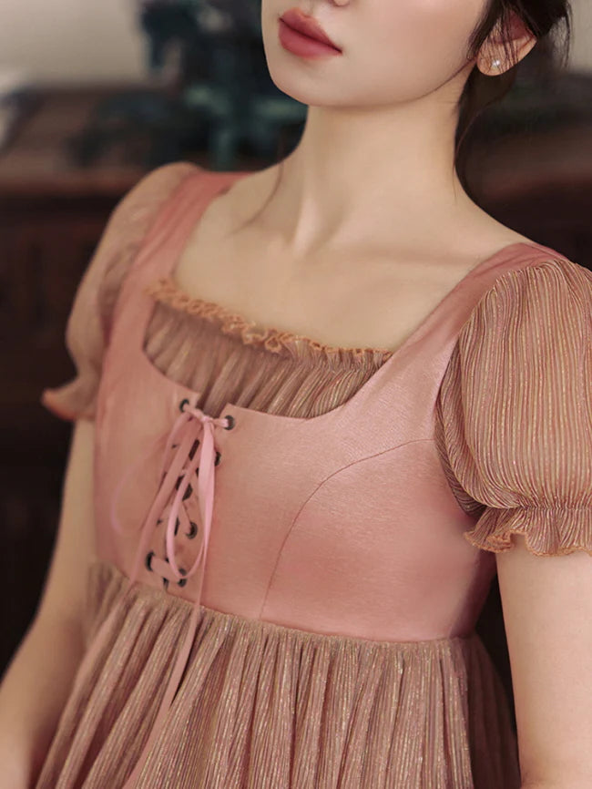 Whispering Rose Lace-Up Vintage Dress