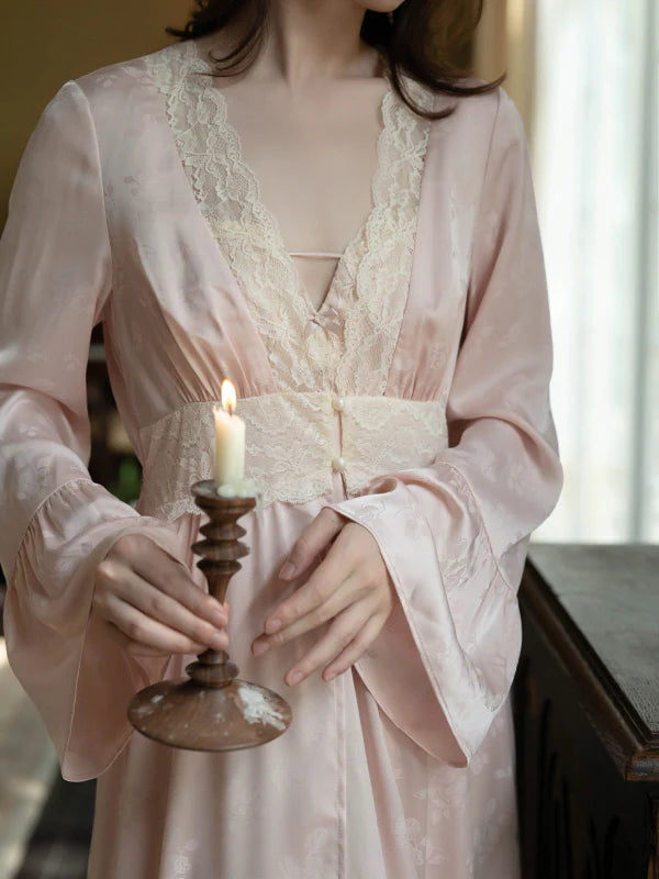 Blush Rose Garden Lace Nightgown Set