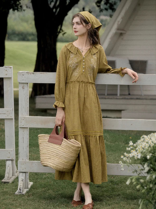 Floral Checkered Spring Dress